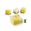 Puzzle 30 Silikomart: stampo silicone bianco con cutter in plastica per 16 mignon ad incastro 42x34 h 28 mm