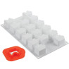 Puzzle 30 Silikomart: stampo silicone bianco con cutter in plastica per 16 mignon ad incastro 42x34 h 28 mm Puzzle 30 Silikomart: stampo silicone bianco con cutter in plastica per 16 mignon ad incastro 42x34 h 28 mm