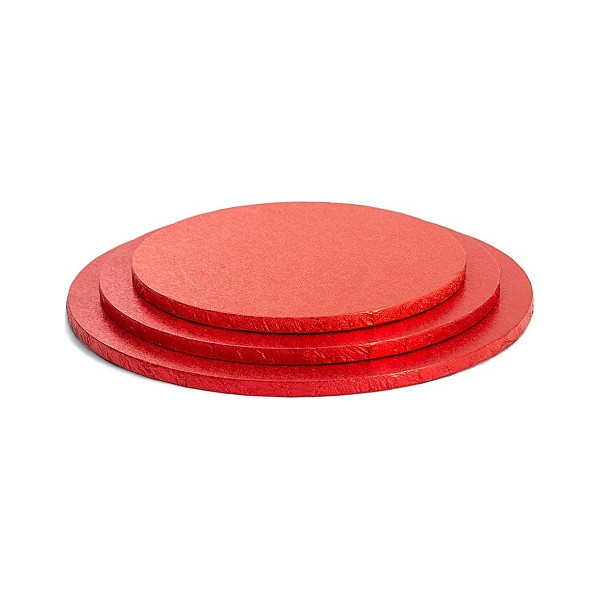 Sottotorta in cartone rosso tondo Decora: vassoio torta rigido diametro da 25 a 40 cm e spessore 1,2 cm