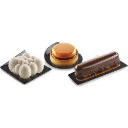 Piattini Tondi, Quadrati e Rettangolari Neri in Plastica per Monoporzioni -...