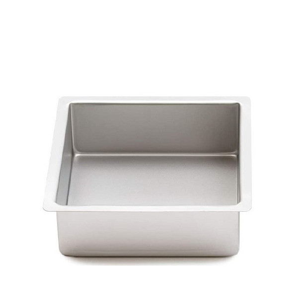Teglia quadrata 30x30 h7,5 cm liscia bordi dritti in alluminio anodizzato da Decora ideale per torta a piani