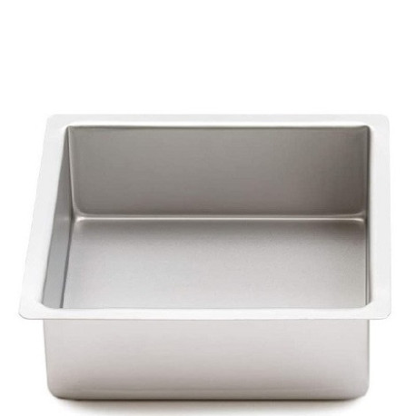Teglia quadrata 30x30 h7,5 cm liscia bordi dritti in alluminio anodizzato da Decora ideale per torta a piani