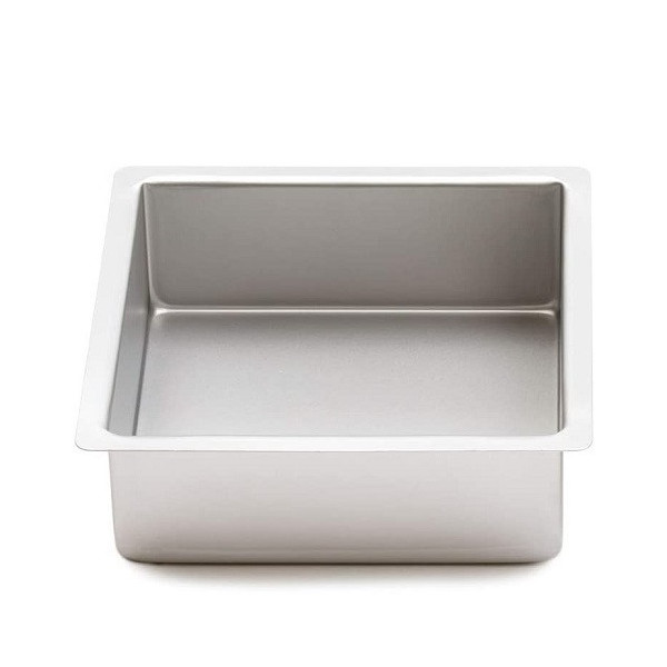 Teglia quadrata 40x40 h7,5 cm liscia bordi dritti in alluminio anodizzato da Decora ideale per torta a piani