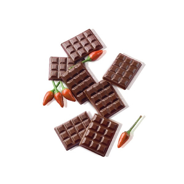 Tablette Silikomart: stampo in silicone marrone per 12 mini tavolette di cioccolato 38x28 h 4,5 mm