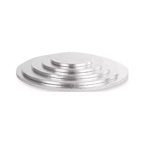 Da 18 a 40 cm sottotorta cartone argento tondo Decora vassoio torta rigido spessore 1,2 cm