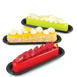 Set 100 vassoi monoporzioni Caroline Silikomart in plastica rigida nera 102 x 42 mm