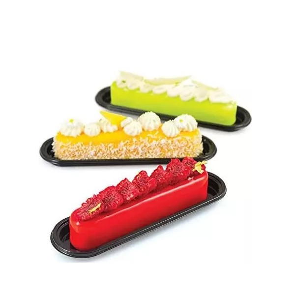 Set 100 vassoi monoporzioni Caroline Silikomart in plastica rigida nera 102 x 42 mm