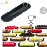 Set di 100 vassoi monoporzioni Caroline in plastica rigida nera 102 x 42 mm da Silikomart Set di 100 vassoi monoporzioni Caroline in plastica rigida nera 102 x 42 mm da Silikomart