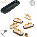 Set di 100 vassoi monoporzioni Caroline in plastica rigida nera 102 x 42 mm da Silikomart