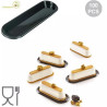Set di 100 vassoi monoporzioni Caroline in plastica rigida nera 102 x 42 mm da Silikomart Set di 100 vassoi monoporzioni Caroline in plastica rigida nera 102 x 42 mm da Silikomart