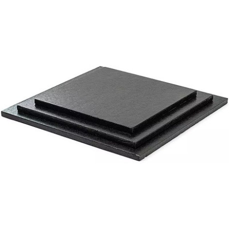 Sottotorta cartone nero quadrato Decora: vassoio torta rigido 25x25xxh1,2 cm o 30x30xh1,2 cm