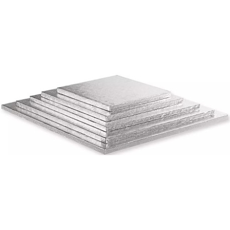 Da 20 a 45 cm sottotorta cartone argento quadrato Decora vassoio torta rigido spessore 1,2 cm Da 20 a 45 cm sottotorta cartone argento quadrato Decora vassoio torta rigido spessore 1,2 cm