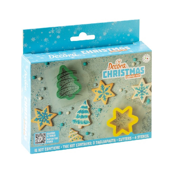Decorazioni Christmas Decora: set 2 tagliapasta e 4 stencil per alberi e stelle natalizie decorati