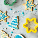 Decorazioni Christmas Decora: set 2 tagliapasta e 4 stencil per alberi e stelle natalizie decorati
