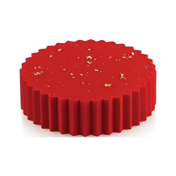 Torta con bordo a striature verticali realizzato con la fascia Déco Silikomart