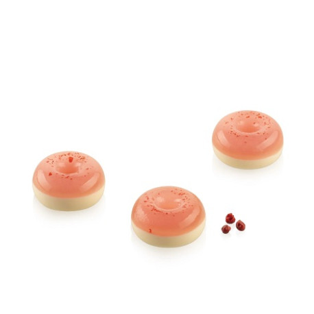 Donut XS 12 Silikomart: stampo in silicone bianco per 18 ciambelline da 34 h16 mm Donut XS 12 Silikomart: stampo in silicone bianco per 18 ciambelline da 34 h16 mm