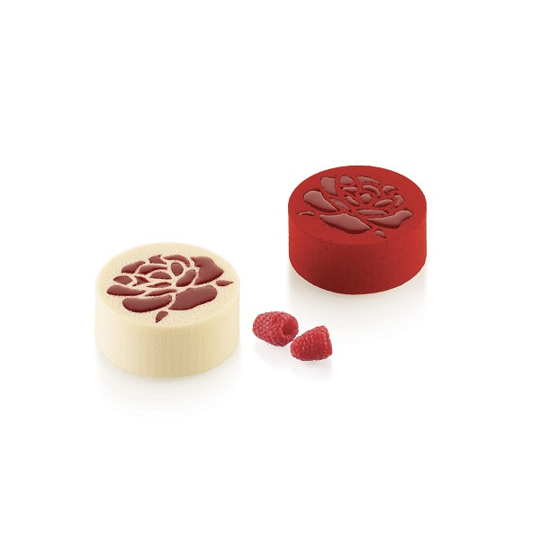 Valentine 110 Silikomart stampo silicone 6 cilindri con decoro floreale da 7x h3 cm