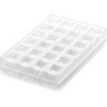 Quadro 01 Silikomart: stampo tritan per 24 cioccolatini a base quadrata di dimensioni 25x25 h 15 mm