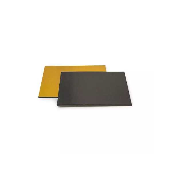Piatto torta quadrato 24x24 cm, spesso 0,30 cm accoppiato oro e nero da Decora