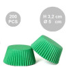 Confezione di 200 pirottini per muffin, in carta forno di colore verde, antiaderente, di ø5xh3,2 cm