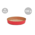 Set 50 stampi crostatine tonde da 100 g in carta da forno rossa ø10xh3 cm