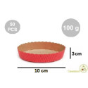 Set 50 stampi crostatine tonde da 100 g in carta da forno rossa ø10xh3 cm