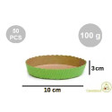 Set 50 stampi crostatine tonde da 100 g in carta da forno verde ø10xh3 cm