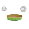 Set 50 stampi crostatine tonde da 100 g in carta da forno verde ø10xh3 cm