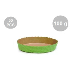 Set 50 stampi crostatine tonde da 100 g in carta da forno verde ø10xh3 cm