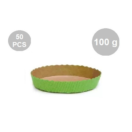 Set 50 stampi crostatine tonde da 100 g in carta da forno verde ø10xh3 cm Set 50 stampi crostatine tonde da 100 g in carta da forno verde ø10xh3 cm