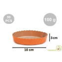 Set 50 stampi crostatine tonde da 100 g in carta da forno arancione ø10xh3 cm