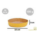 Set 50 stampi crostatine tonde da 100 g in carta da forno gialla ø10xh3 cm