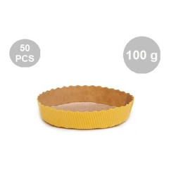 Set 50 stampi crostatine tonde da 100 g in carta da forno gialla ø10xh3 cm