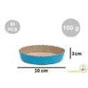 Set 50 stampi crostatine tonde da 100 g in carta da forno blu ø10xh3 cm