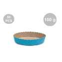 Set 50 stampi crostatine tonde da 100 g in carta da forno blu ø10xh3 cm