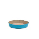 Set 50 stampi crostatine tonde da 100 g in carta da forno blu ø10xh3 cm