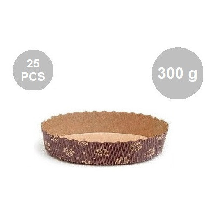Set 25 stampi crostatine tonde da 300 g in carta da forno marrone ø15,5xh3,5 cm