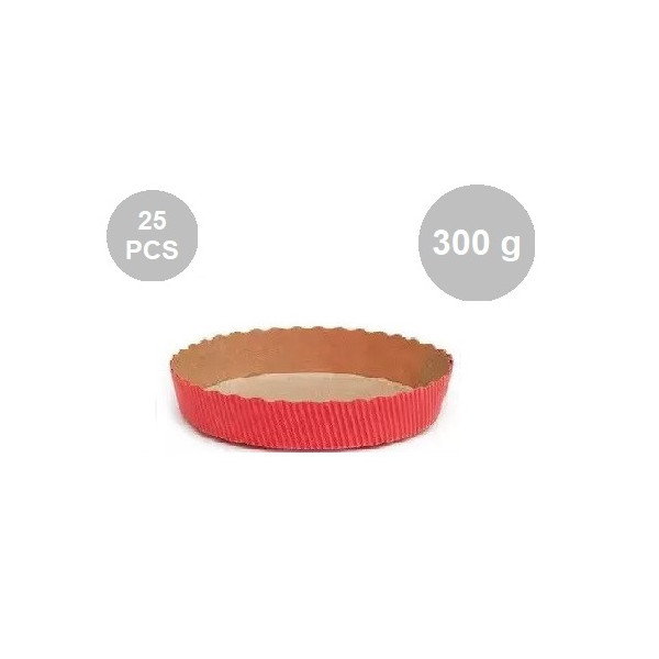 Set 25 stampi crostate tonde da 300 g in carta da forno rossa ø15,5xh3,5 cm