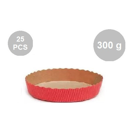Set 25 stampi crostate tonde da 300 g in carta da forno rossa ø15,5xh3,5 cm Set 25 stampi crostate tonde da 300 g in carta da forno rossa ø15,5xh3,5 cm