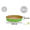 Set 25 stampi croste tonde da 300 g in carta da forno verde ø15,5xh3,5 cm Set 25 stampi croste tonde da 300 g in carta da forno verde ø15,5xh3,5 cm