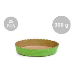 Pirottini per Crostate in Carta Forno Verde da 300g – Tortiere Tonde Ø15,5cm (Set 25 Pezzi)