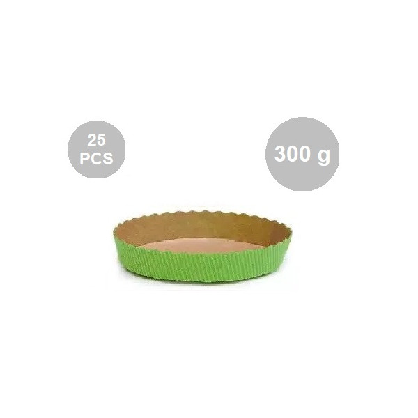 Set 25 stampi croste tonde da 300 g in carta da forno verde ø15,5xh3,5 cm