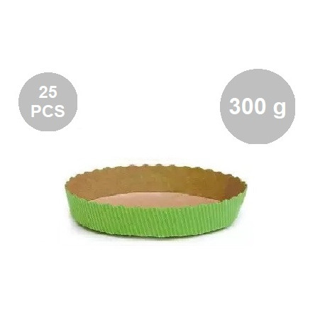 Set 25 stampi croste tonde da 300 g in carta da forno verde ø15,5xh3,5 cm Set 25 stampi croste tonde da 300 g in carta da forno verde ø15,5xh3,5 cm