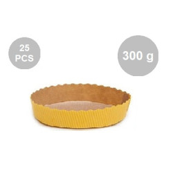 Set 25 stampi crostatine tonde da 300 g in carta da forno gialla ø15,5xh3,5 cm