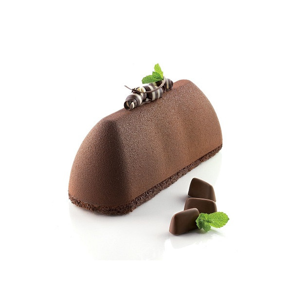 Gianduia/3 Silikomart set 3 stampi silicone bianco tortaflex 25x8xh9 cm su vassoio 30x40 cm
