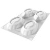 Stampo Madeleine XL 95 ml in silicone bianco da Silikomart per 4 maddalene da 11,7x7xh2,2 cm