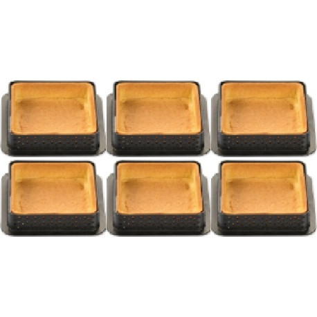 Tarte Ring Square 8x8xh2 cm Silikomart anello microforato crostatina quadrata set 6 pz Tarte Ring Square 8x8xh2 cm Silikomart anello microforato crostatina quadrata set 6 pz