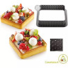 Set 6 stampi ad anello microforati per crostatine o torte quadrate tarte ring da 8 cm di silikomart