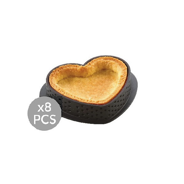 Tarte ring amore 8x7xh2 cm Silikomart anello microforato per crostatina cuore set 8 pz