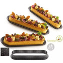 Set 6 stampi ad anello microforati per crostatine o torte oblunghe tarte ring oblong da 15 cm di Silikomart